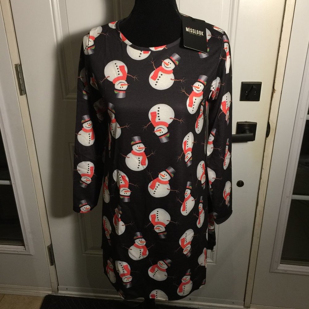 Misslook Tunic Top XL Snowman Holiday Chr…